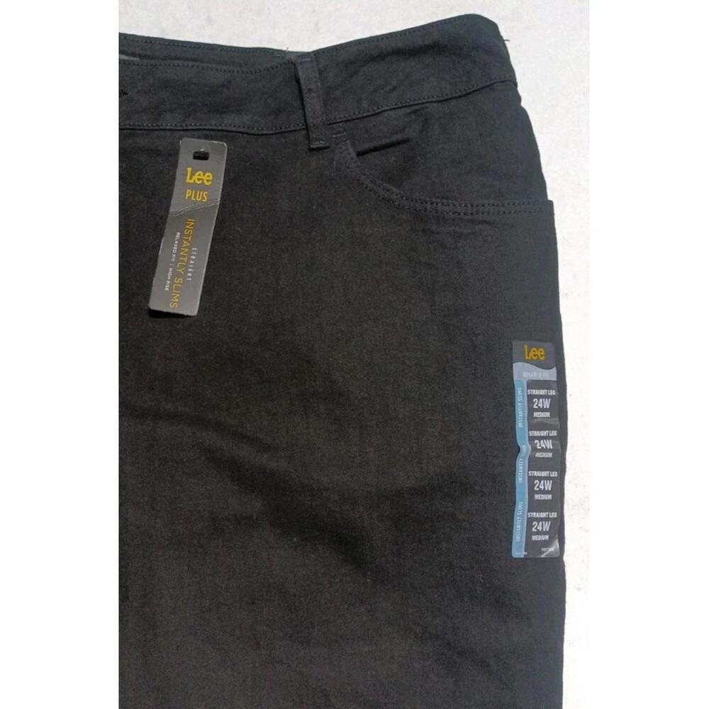 Lee Plus Women's Relaxed Fit Straight Leg Denim Stretch Black Jeans Size 24W - Picture 3 of 7